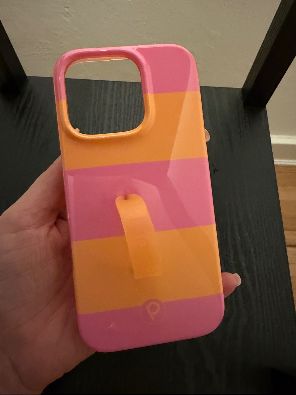 Loopy Case Pink and Orange Striped Phone Case with Loop Grip